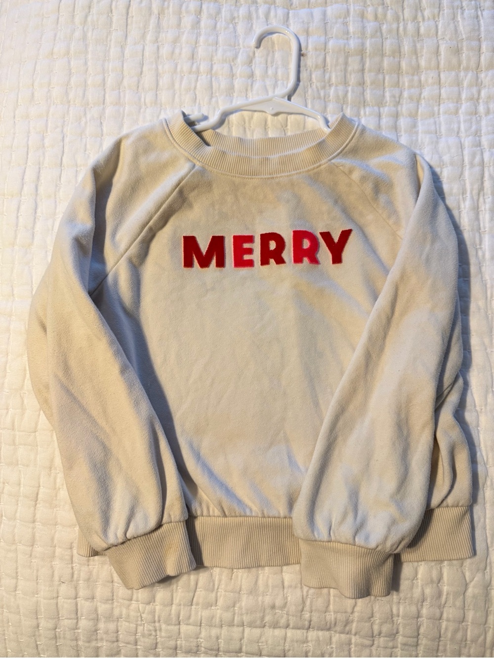 Girls Christmas Merry Cream Holiday Sweatshirt - Festive Crewneck